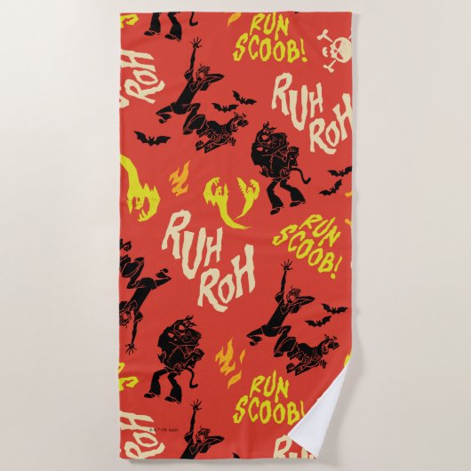Scooby-Doo | Ruh Roh Run Scoob! Pattern ビーチタオル (正面)