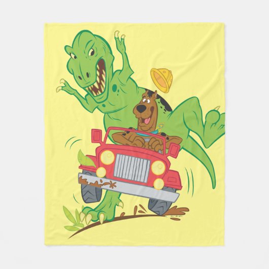 Scooby-Doo T-Rex Attack フリースブランケット (正面)