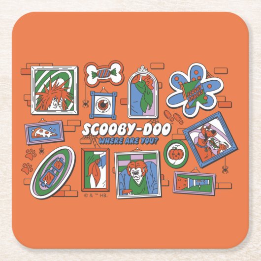 Scooby-Doo Wall of Halloween Picture Frames スクエアペーパーコースター (正面)