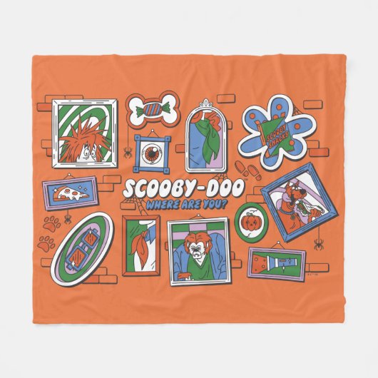Scooby-Doo Wall of Halloween Picture Frames フリースブランケット (正面(横))