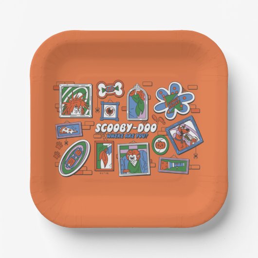 Scooby-Doo Wall of Halloween Picture Frames ペーパープレート (正面)