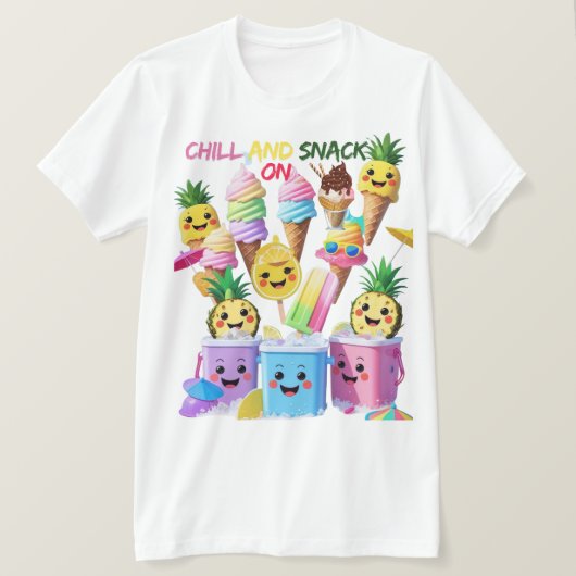 Scoop, Sip, Smile – 夏のごちそうTシャツ Tシャツ (デザイン正面)