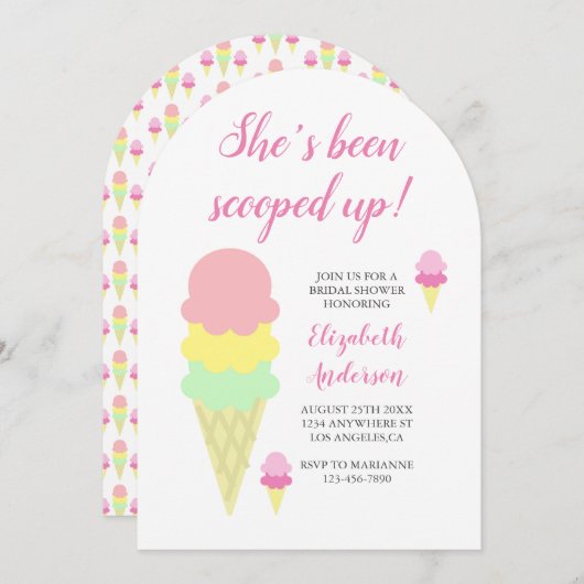Scooped Up Ice Cream Bridal Shower Invitation 招待状 (正面/裏面)