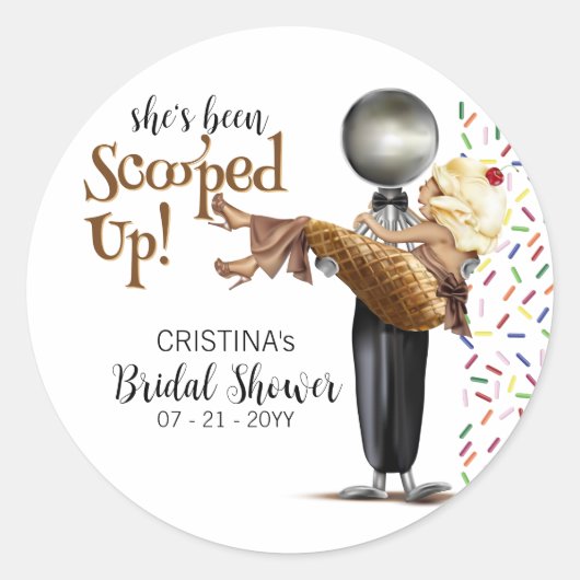 Scooped Up Vanilla Ice cream Bridal Shower ラウンドシール (正面)