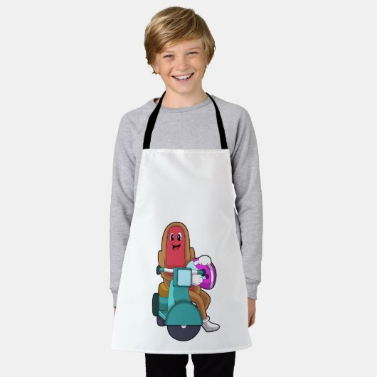 Scooterとのバイクもしくは自転車に乗る人としてのホットドッグ.PNG エプロン (着用した状態)