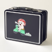 Scooter.PNGとのバイクもしくは自転車に乗る人としてのキノコ メタルランチボックス (裏面)