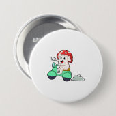 Scooter.PNGとのバイクもしくは自転車に乗る人としてのキノコ 缶バッジ (正面&裏面)