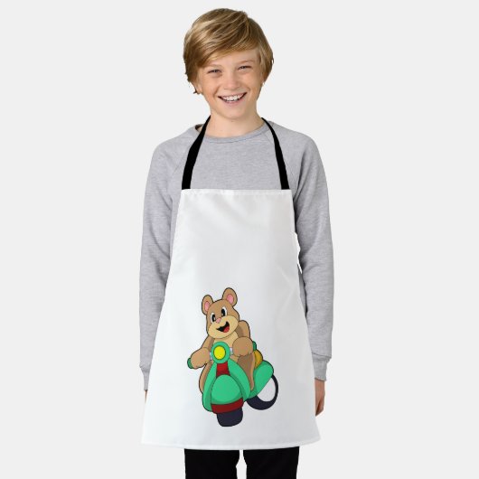 Scooter.PNGとのバイクもしくは自転車に乗る人としてベア エプロン (着用した状態)