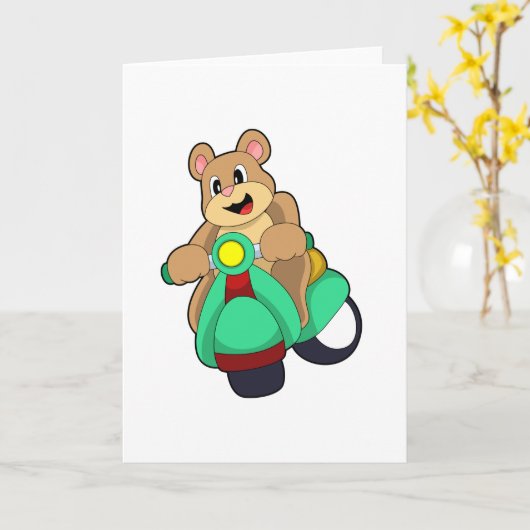 Scooter.PNGとのバイクもしくは自転車に乗る人としてベア カード (黄色い花)