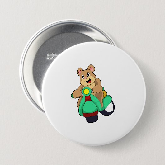 Scooter.PNGとのバイクもしくは自転車に乗る人としてベア 缶バッジ (正面&裏面)