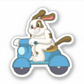 Scooter.PNGバイクもしくは自転車に乗る人としての犬 シール (正面)