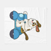 Scooter.PNGバイクもしくは自転車に乗る人としての犬 フリースブランケット (正面(横))