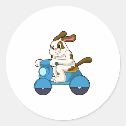 Scooter.PNGバイクもしくは自転車に乗る人としての犬 ラウンドシール (正面)