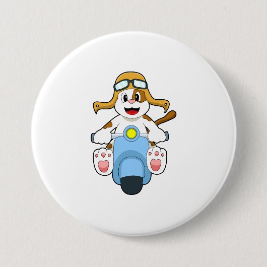 Scooter.PNGバイクもしくは自転車に乗る人としての犬 缶バッジ (正面)