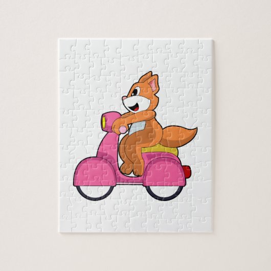 Scooter.PNGバイクもしくは自転車に乗る人としての猫 ジグソーパズル (縦)