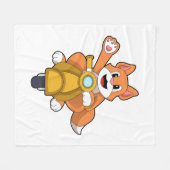 Scooter.PNGバイクもしくは自転車に乗る人としての猫 フリースブランケット (正面(横))