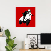 Scooter Racer grey black Large Print ポスター (ホームオフィス)