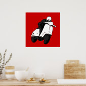 Scooter Racer grey black Large Print ポスター (キッチン)