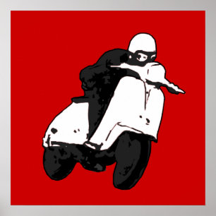 Scooter Racer grey black Large Print ポスター