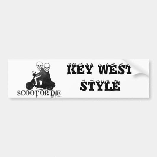 ScootOrDieのKEY WESTのスタイル バンパーステッカー (正面)