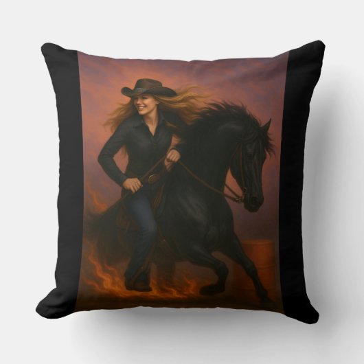 Scorching Fast Barrel Racing Team Throw Pillow クッション (正面)