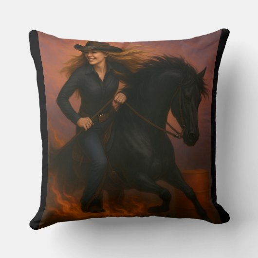 Scorching Fast Barrel Racing Team Throw Pillow クッション (裏面)