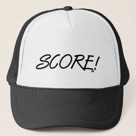 Score black white black foam trucker hat キャップ (正面)