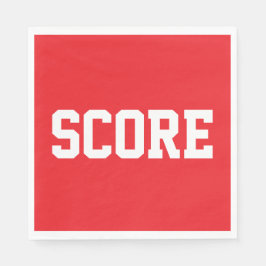 SCORE Fun Sporty White Athletic Text On Bright Red スタンダードランチョンナプキン