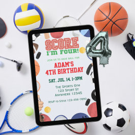 Score I'm Four, Sports 4th Birthday 招待状