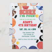 Score I'm Four, Sports 4th Birthday 招待状 (正面/裏面)