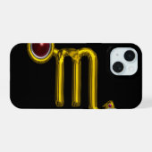 SCORPIO , 赤いザクロとゴールド iPhone 15ケース (裏面横)