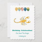 Scorpio 1st Birthday Impressionist Gold Glitter 招待状 (正面)
