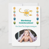 Scorpio 1st Birthday Photo Impressionist Gold 招待状 (正面)