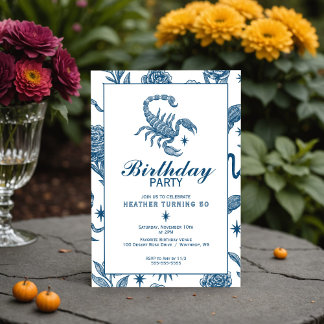 Scorpio Birthday Elegant Toile Scorpions Celestial 招待状