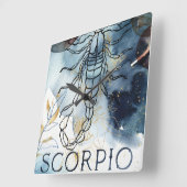Scorpio blue gold flowers planets zodiac astrology スクエア壁時計 (傾斜)