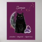Scorpio Cat Art Print, Zodiac Cat Poster ポスター (正面)