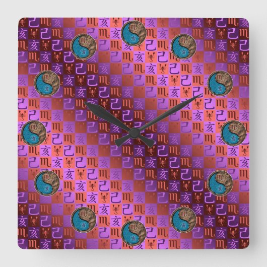 Scorpio & Earth Boar スクエア壁時計 (正面)