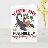 Scorpio Girl Was Born On November 1st Happy Birthd カード (黄色い花)