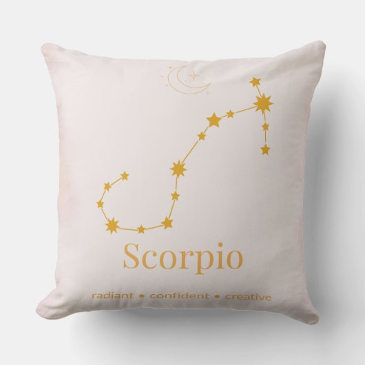 Scorpio Gold Zodiac Pillow – Celestial Constellati クッション (正面)