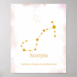 Scorpio Gold Zodiac Wall Art – Celestial Constella ポスター