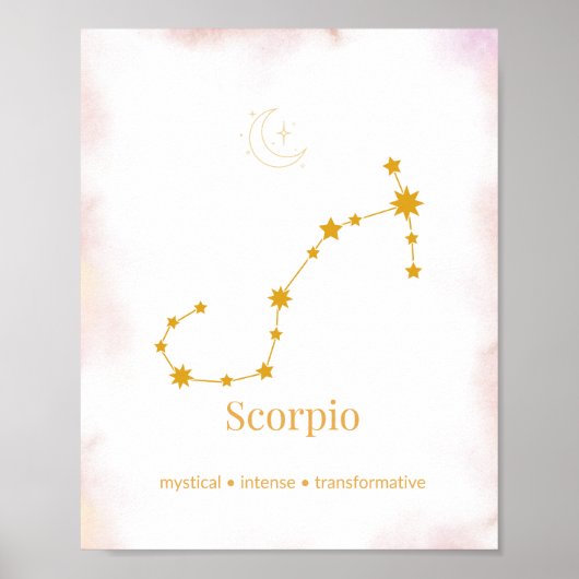 Scorpio Gold Zodiac Wall Art – Celestial Constella ポスター (正面)