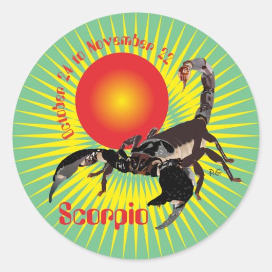 Scorpio October 24 to November 22 Sticker ラウンドシール (正面)