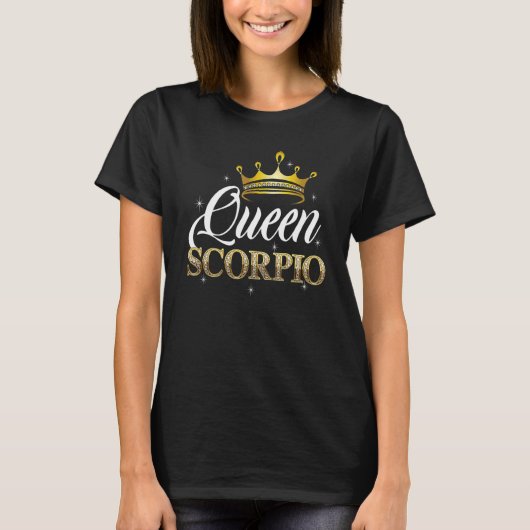Scorpio Queen For Women Zodiac Diamond Crown Tシャツ (正面)