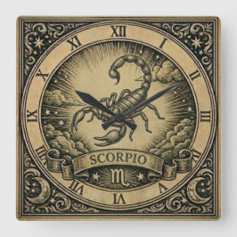 Scorpio Vintage Zodiac Wall Clock スクエア壁時計