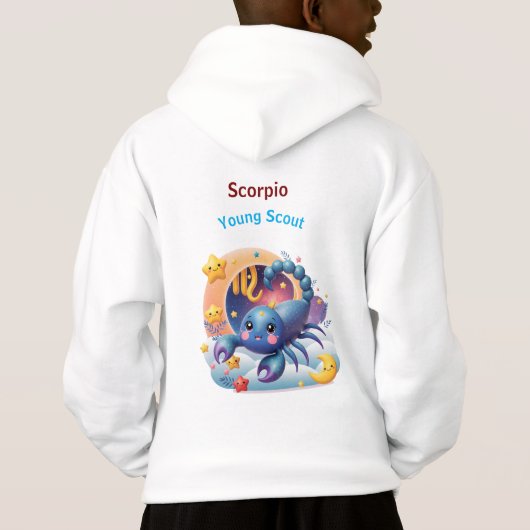 Scorpio Young Scout Zodiac Kids Hoodie Pullover (裏面)