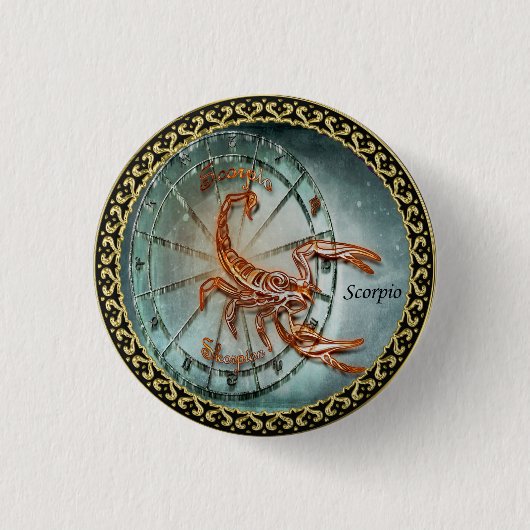 Scorpio Zodiac Astrology design 缶バッジ (正面)