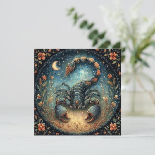 Scorpio Zodiac Astrology Sign Celestial Birthday カード (スタンド正面)