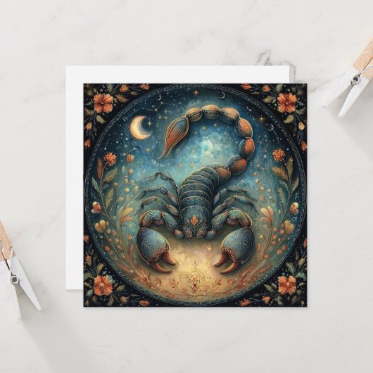 Scorpio Zodiac Astrology Sign Celestial Birthday カード (正面/裏面インサイチュ)
