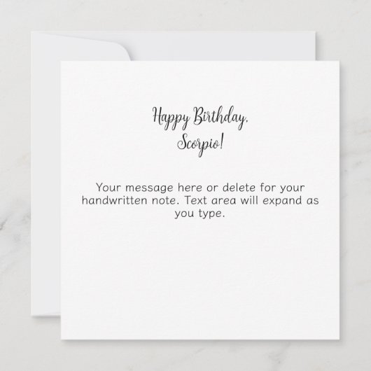 Scorpio Zodiac Astrology Sign Celestial Birthday カード (裏面)