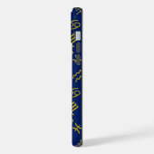 Scorpio Zodiac+Astrology Symbols Pattern Gld+Blues iPhoneケース (左側面)